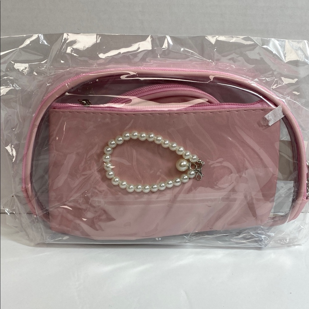 5/$15 Strawberry Shortcake Pink Clear Cosmetic Bag Set - Picture 2 of 3